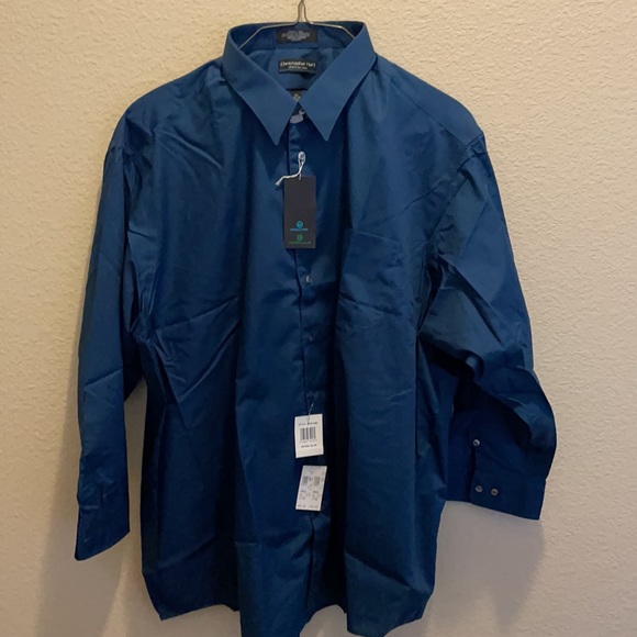 Christopher Hart Broadcloth Big/Tall 20” 34”-35” Blue  Expandable Collar Band - Picture 1 of 5